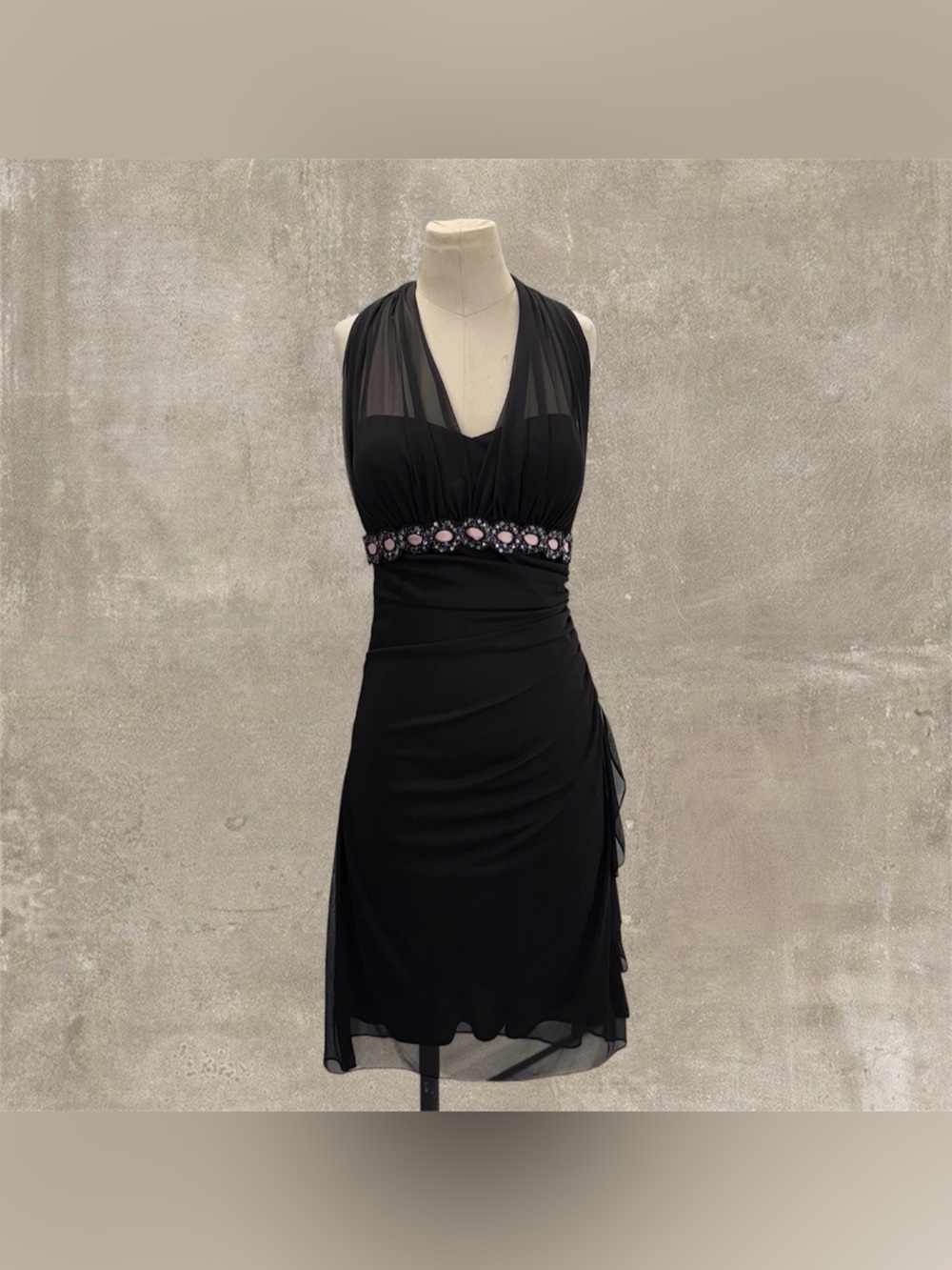 Caché Black Halter Midi Dress